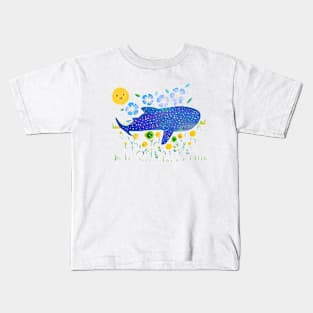 Humpback whale with flowers Kids T-Shirt